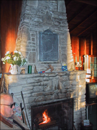 The fireplace at Camp Happy